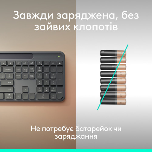 Клавиатура Logitech Slim Solar+ for Business Wireless/Bluetooth Graphite (920-013779) – Logitech (вид 2)