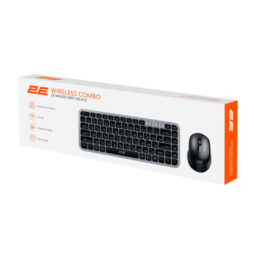 Комплект 2E MK430 Wireless/Bluetooth UA Black/Grey (2E-MK430WBGR_UA) – 2E (вид 1)