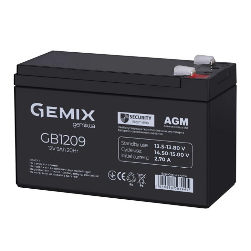 Батарея до ДБЖ Gemix GB 12В 9Ач (GB1209) – GEMIX (вид 1)