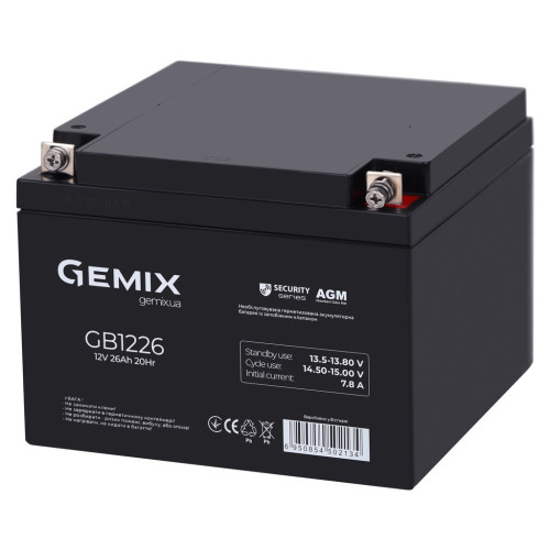 Батарея до ДБЖ Gemix GB 12V 26Ah Security (GB1226) – GEMIX (вид 1)