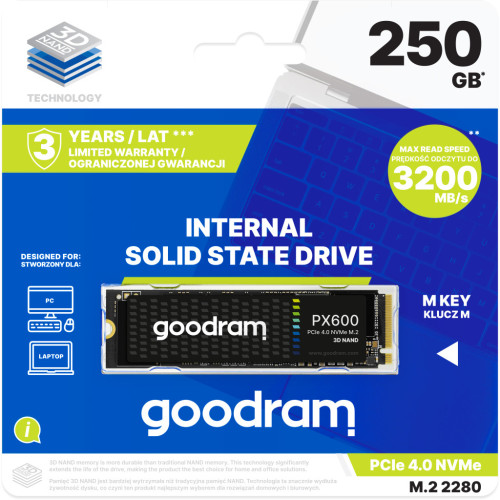 Накопитель SSD M.2 2280 250GB PX600 Goodram (SSDPR-PX600-250-80) – GOODRAM (вид 3)