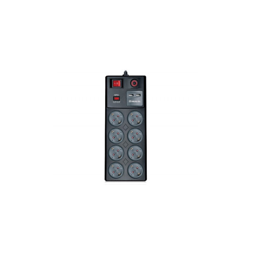 Сетевой фильтр питания REAL-EL RS-8F USB CHARGE 3m, black (EL122300004) – REAL-EL