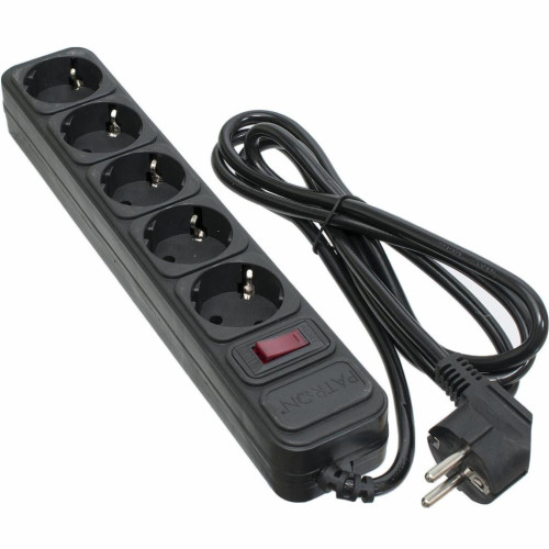 Сетевой фильтр питания Patron 1.8 m3*1mm2 (SP-1052) 5 розеток BLACK (EXT-PN-SP-1052) – PATRON