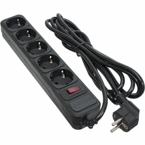 Сетевой фильтр питания Patron 3.0 m3*1mm2 (SP-1053) 5 розеток BLACK (EXT-PN-SP-1053) – PATRON