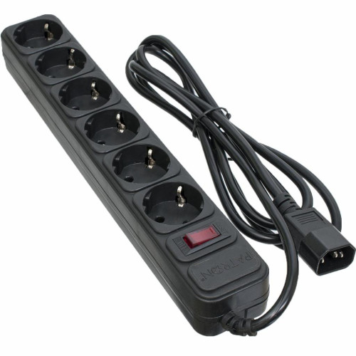 Сетевой фильтр питания Patron 2 m3*1mm2 (SP-1065U) 6 розеток BLACK (EXT-PN-SP-1065U) – PATRON