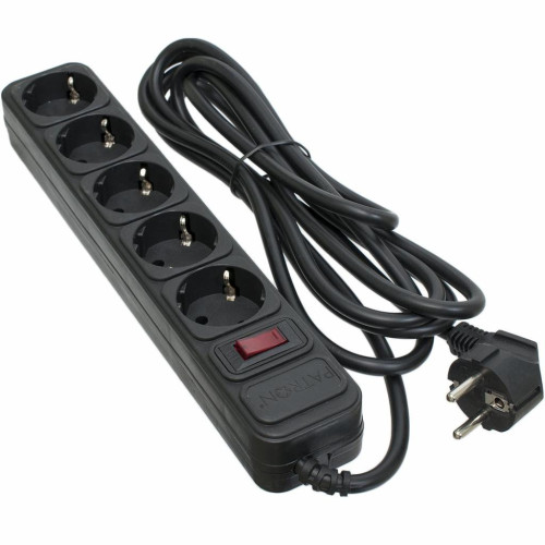 Сетевой фильтр питания Patron 3.0 m3*1.5mm2 (SP-1653) 5 розеток BLACK (EXT-PN-SP-1653) – PATRON