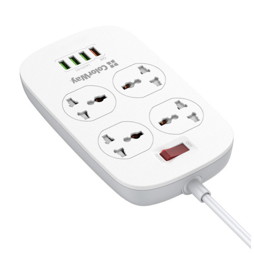 Мережевий фільтр живлення ColorWay 4 розетки/4USB White 1.8м (1QC3.0 + 3 AUTO ID) (CW-CHU44QW) – ColorWay (вид 1)