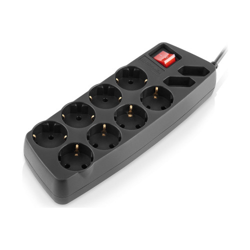 Мережевий фільтр живлення REAL-EL REAL-EL RS-10 Protect, 5m, black (EL122300040) – REAL-EL (вид 1)
