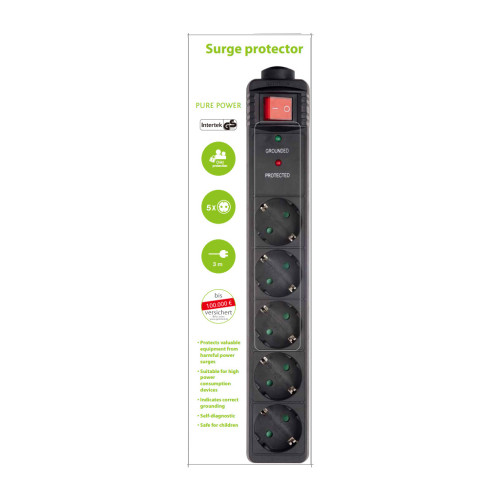 Мережевий фільтр живлення EnerGenie SPG5-C-10, 5 розеток, 3 м (SPG5-C-10) – EnerGenie (вид 1)