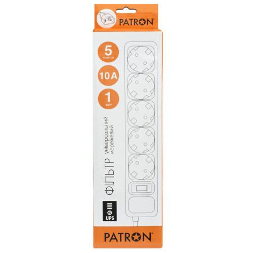 Мережевий фільтр живлення Patron 1 m3*1mm2 (SP-1053U) 5 розеток BLACK (EXT-PN-SP-1053U) – PATRON (вид 1)