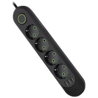 Сетевой фильтр питания Voltronic F04U, 4роз EU, 3*USB Black (F04U-Black)