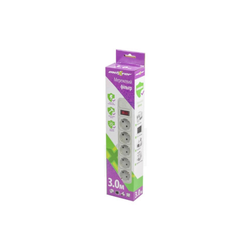 Сетевой фильтр питания Maxxter SPM5-G-10G – Maxxter (вид 2)