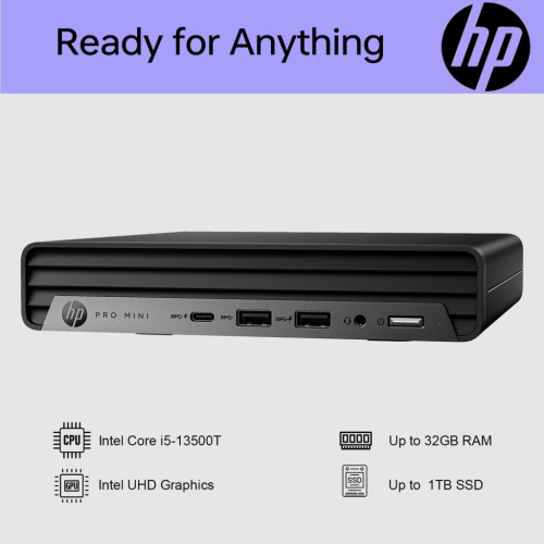 Компьютер HP Pro 400 G9 Mini / i3-13100T, 8, 512, WiFi, кл+м, Win11P (884V0EA) – HP (вид 2)