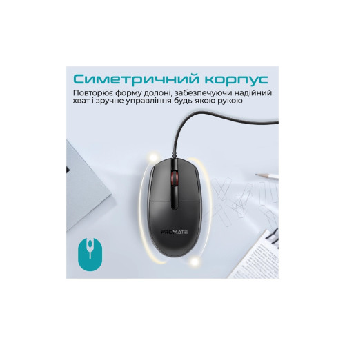 Мишка Promate CM-1200 USB Black (cm-1200.black) – Promate (вид 2)