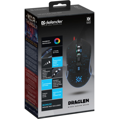 Мишка Defender Draglen GM-907 RGB USB Black (52907) – Defender (вид 2)