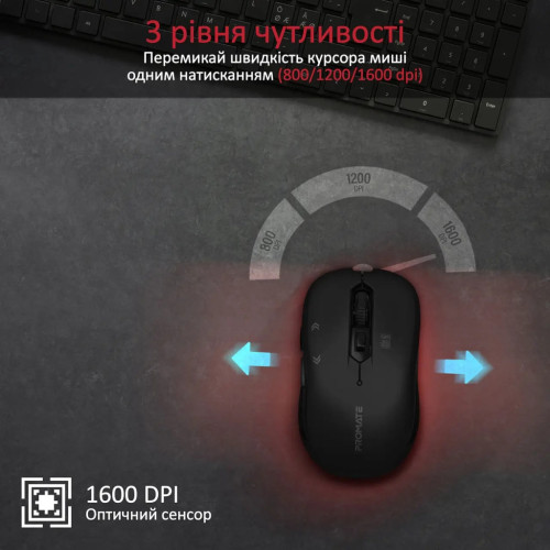 Мишка Promate Slider Wireless Black (slider.black) – Promate (вид 2)