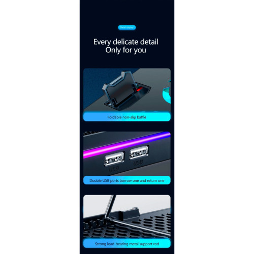 Підставка до ноутбука IceCoorel 10-19", 15*60mm 2550 RPM, 2*USB, + LCD, 415x296x28mm, RGB (K15D) – IceCoorel (вид 2)