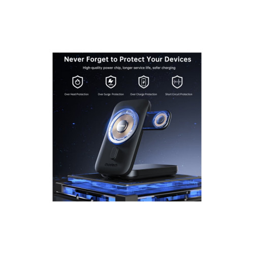 Батарея універсальна Choetech Magnetic Wireless 10000mAh 20W, PD, Qi-2 15W, USB-C, Lightning, Apple Watch charger (B750-CCBK) – Choetech (вид 2)