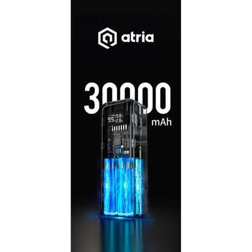 Батарея універсальна Atria 30000mAh PD/3.1/160W(Max)80W+80W, QC/3.0/22.5W (WPD-160S) – ATRIA (вид 2)