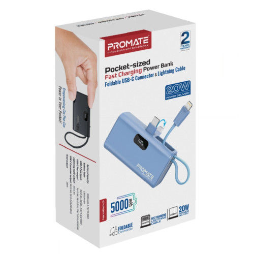 Батарея універсальна Promate 5000mAh PD/20W (nanopack-5.navy) – Promate (вид 1)