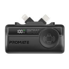 Батарея универсальная Promate 5000mAh PD/20W, Apple Watch charging (powerup-trio.black)