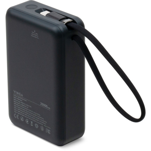 Батарея универсальная Vinga 20000 mAh 65W Display USB-C Cable Grey (VPBB2065C) – Vinga (вид 2)