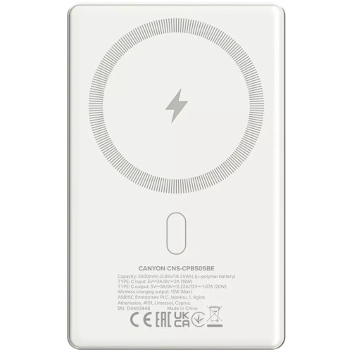 Батарея універсальна Canyon 5000mAh OnPower 505 slim Magsafe PD/20W Beige (CNS-CPB505BE) – CANYON (вид 2)