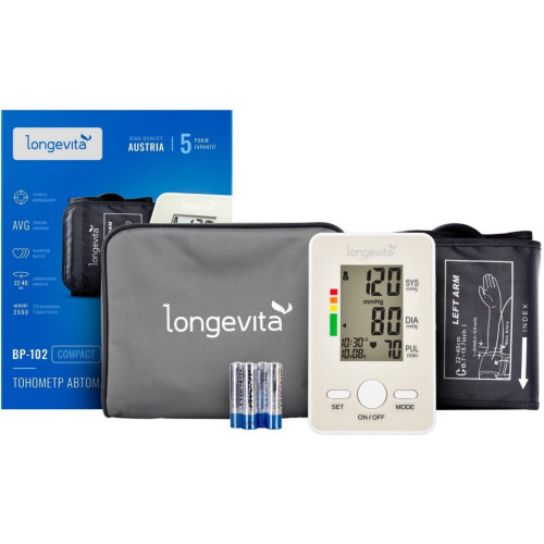 Тонометр Longevita Авт.вимір.артер.тиску LONGEVITA BP-102 Авт. вимір. артер. тиску (BP-102) – Longevita