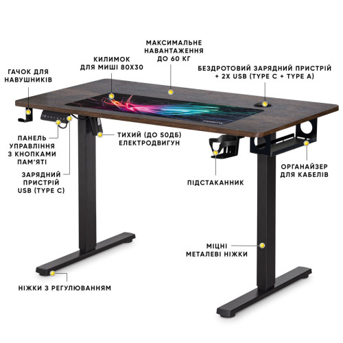 Компьютерный стол Mealux PowerDesk Energy Antique з електрорегулюванням висоти (EVO-201 Energy A/B) – Mealux (вид 2)