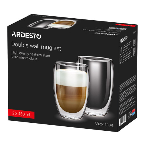 Набір склянок Ardesto з подвійними стінками BGR 450 мл 2 шт прозорий (AR2645BGR) – Ardesto (вид 1)