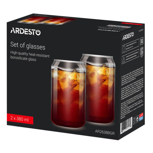 Набор стаканов Ardesto Jar 380 мл 2 шт прозорий (AR2638BGR) – Ardesto (вид 1)