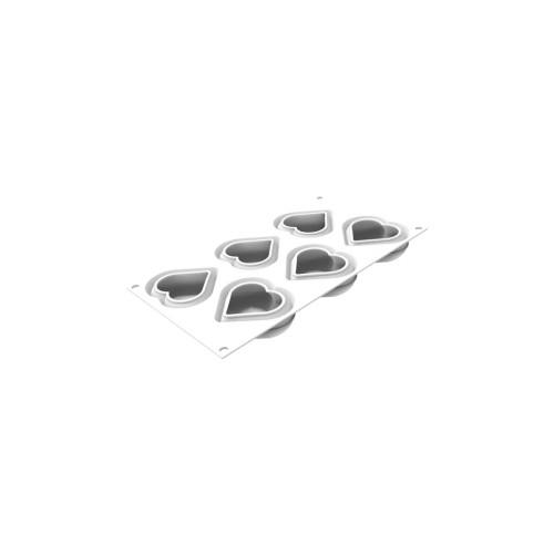 Форма для выпечки Silikomart Heartix 78x70x h30 мм 6х85 мл + каттер (HEARTIX 85) – Silikomart