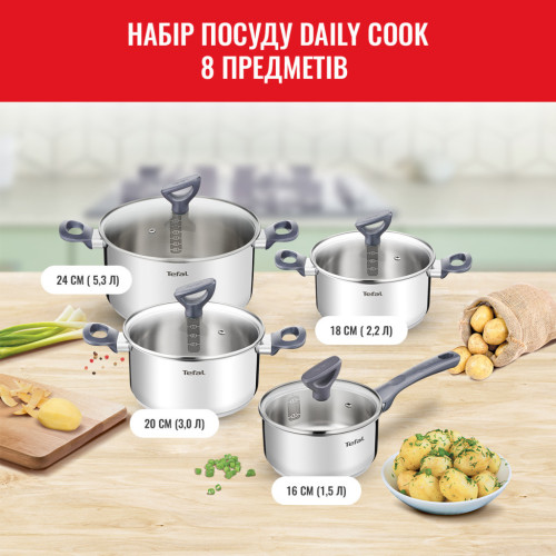 Набір посуду Tefal Daily Cook 8 предметів (G712S855) – Tefal (вид 1)