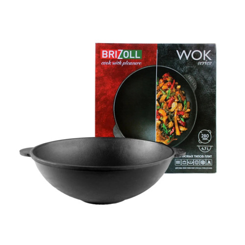 Сковорода Brizoll чавунна WOK 3,7 л 280х96 мм (W28) – Brizoll (вид 2)