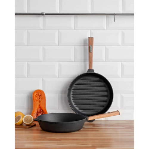 Сковорода Brizoll Optima чавунна Гриль з ручкою 240х40 мм (O2440G-P) – Brizoll (вид 2)