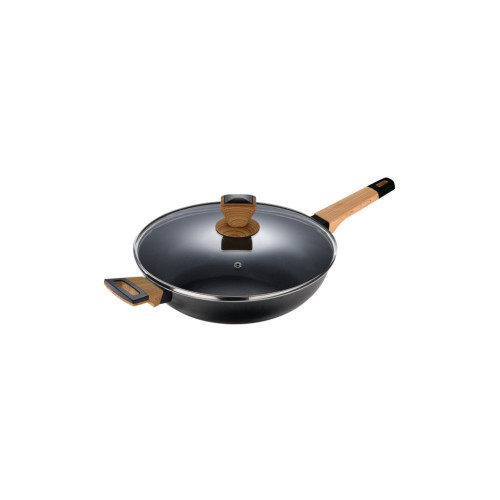 Сотейник Bergner Earth black з кришкою та довгим руків'ям 28 см (BG-34628-BK) – Bergner