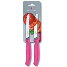 Набір ножів Victorinox SwissClassic 11см, 2шт. в блистере, волнистое лезвие,розовые (6.7836.L115B)