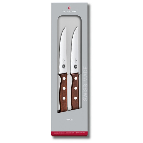Набір ножів Victorinox Wood Steak Set 2шт Serrate (5.1230.12G) – Victorinox