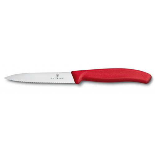Кухонний ніж Victorinox SwissClassic для нарезки 10 см, волнистое лезвие, красный (6.7731) – Victorinox