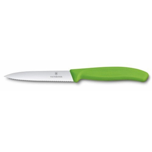 Кухонний ніж Victorinox SwissClassic для нарезки 10 см, волнистое лезвие, зеленый (6.7736.L4) – Victorinox
