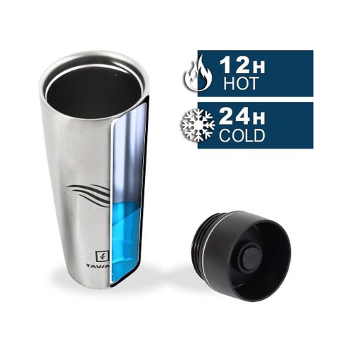 Термокружка Tavialo матовий сріблястий колір + 2 ущільнювальних кільця 460 мл (190460109) – Tavialo (вид 1)