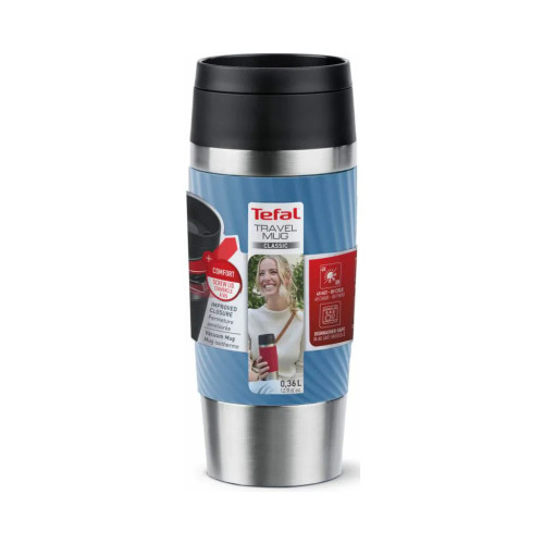 Термокружка Tefal Travel Mug Classic Twist, 360мл, нержавіюча сталь, блакитний (N2024510) – Tefal (вид 1)