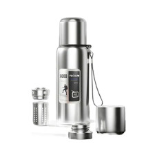 Термос Merlion з ситечком та чашкою 1 л, сталевий (ZK-127-1000Grey)