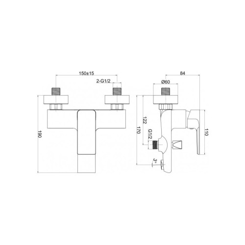Смеситель Cersanit SUARO для ванны и душа (S951-240) – Cersanit (вид 1)