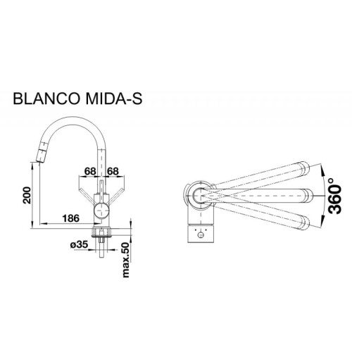 Змішувач Blanco MIDA-S АНТРАЦИТ (521455) – BLANCO (вид 1)