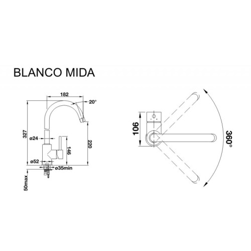 Смеситель Blanco MIDA БЕЛЫЙ (519418) – BLANCO (вид 1)