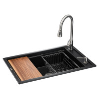 Мийка кухонна GRANADO Basic Estella black (+ змішувач Campo LUX inox + дозатор Redondo inox + кошик + (ksg0101)