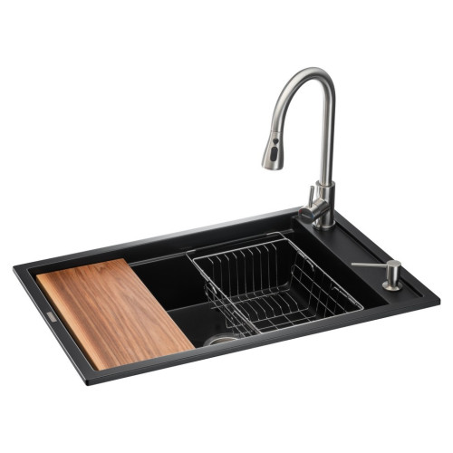 Мийка кухонна GRANADO Basic Estella black (+ змішувач Campo LUX inox + дозатор Redondo inox + кошик + (ksg0101) – GRANADO