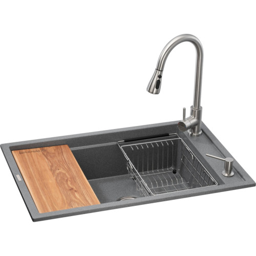 Мийка кухонна GRANADO Basic Estella grafito (+ змішувач Campo LUX inox + дозатор Redondo inox + кошик (ksg0109) – GRANADO