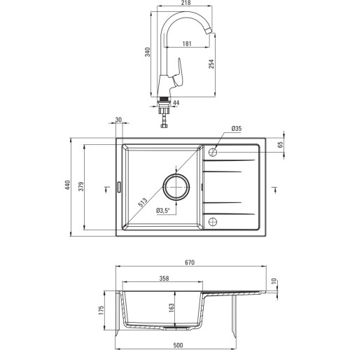 Мойка кухонная Deante Zorba ZQZ_211A + зміш. BOC_X72M (ZQZC211A) – Deante (вид 2)